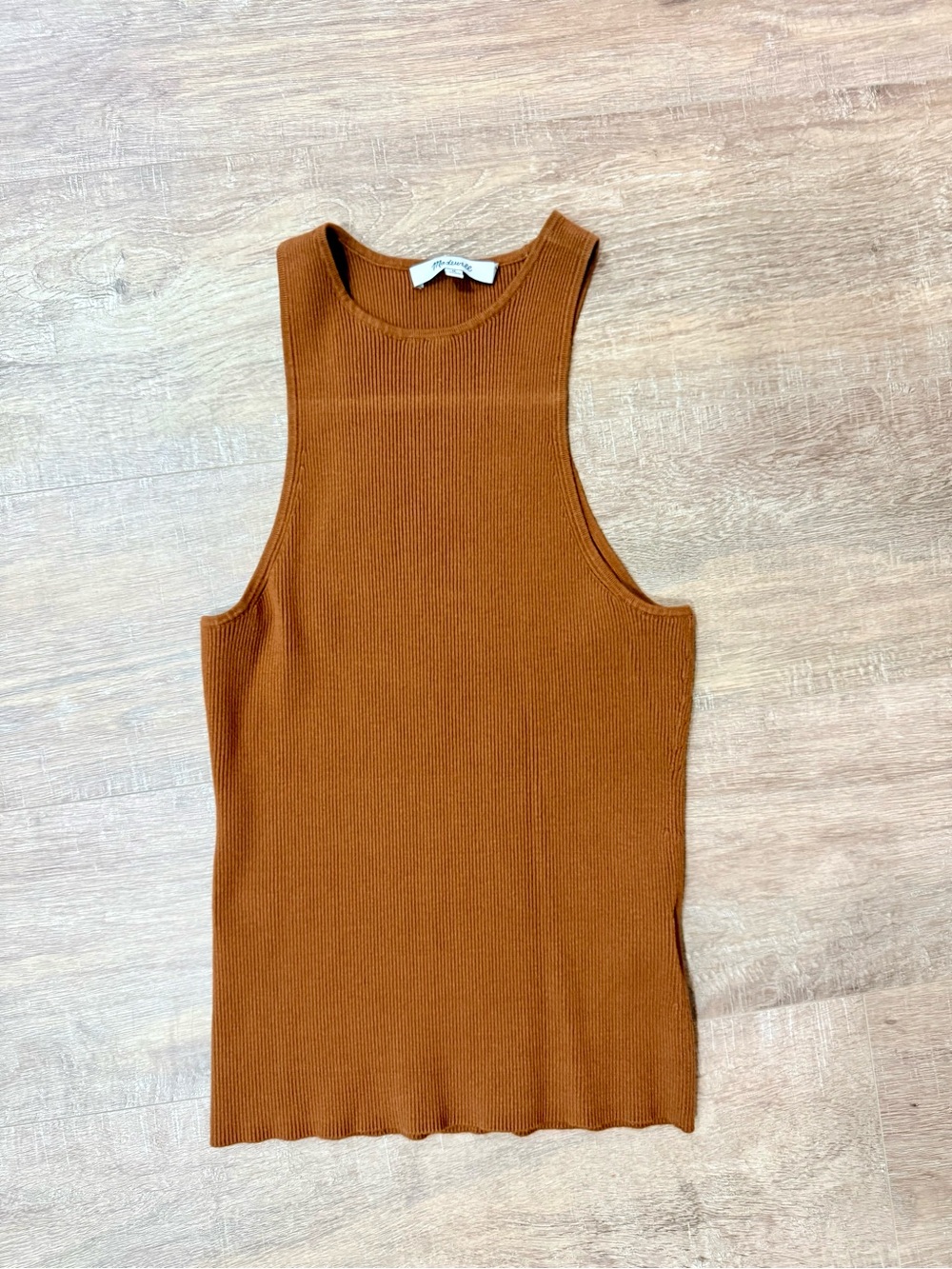 Madewell Ribbed Mock Neck Tank Top - Rust Brown